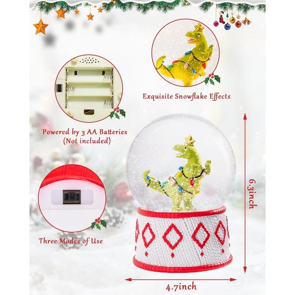 Musical Lighted Battery Operated Water Globe with Swirling Glitter Home Decor - Picture 3 of 6